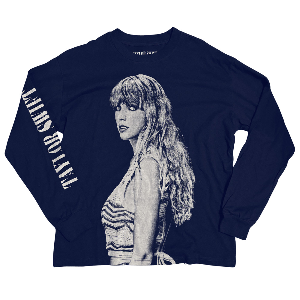 NEW Taylor Swift THE ERAS TOUR Long Sleeve Tee sz Medium Navy Blue Photo T-Shirt